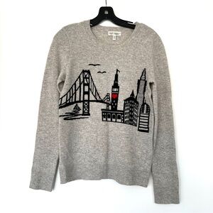 Neiman Marcus Cashmere Sweater with San Francisco Landmarks in Gray